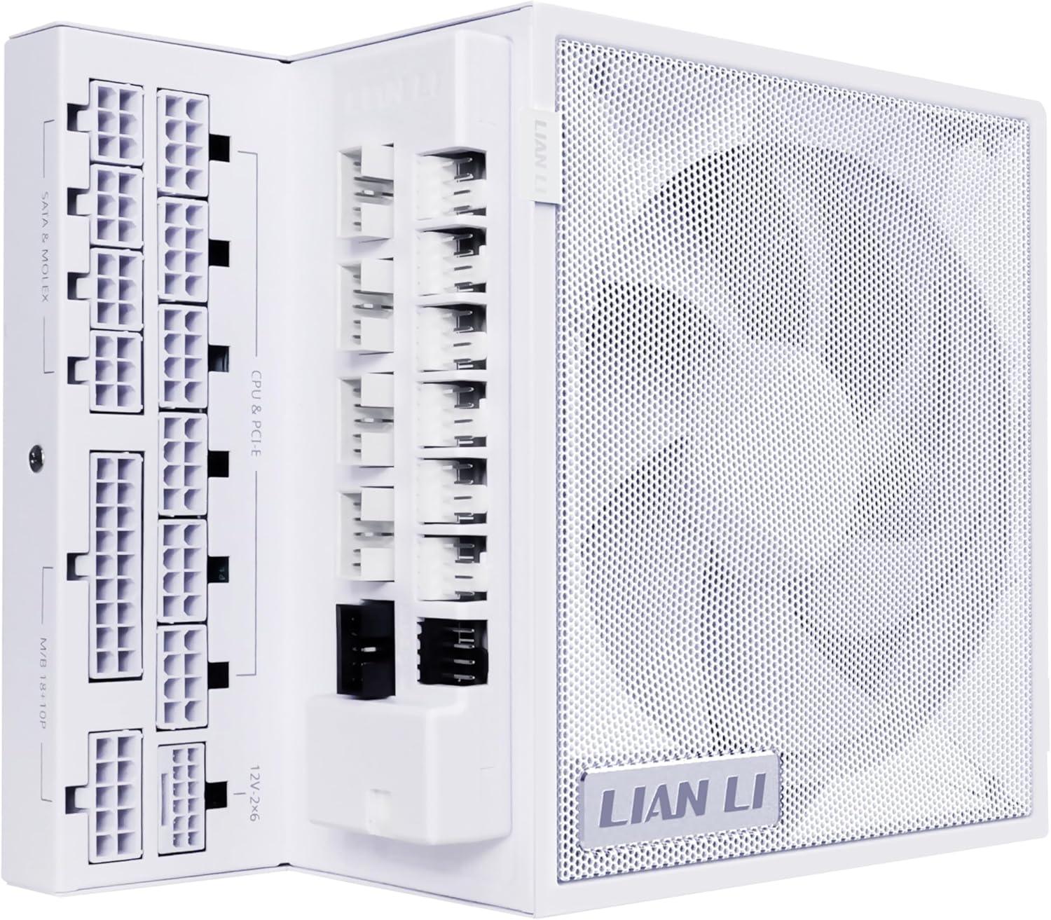 Lian-Li EDGE GOLD Fully Modular Power Supply, 1000W Power, 80 PLUS Gold Efficiency, 120mm FDB Fan Type, Active PFC, ATX 3.1 Form Factor, 2400 RPM Fan Speed, White