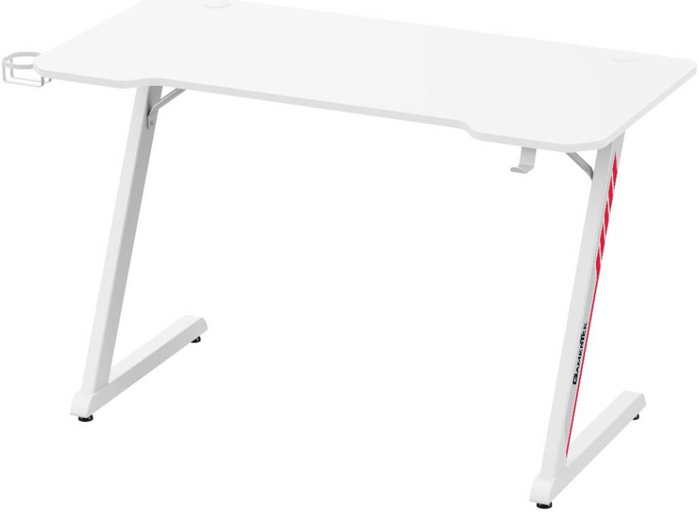 GamerTek Z Desk, 120x60cm Size, Desk Stabilizers, Headset Holder, Cup Holder, Sturdy Z-Shaped Steel Frame, White