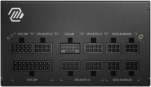 MSI MAG A850GL PCIE5 850W Modular Power Supply, Intel ATX12V Version 3.0, 120mm Cooling Fan, 80 Plus Gold Efficiency Rating, 4 x PCIe 6+2-Pin Connectors, 8 x SATA Connectors - Black