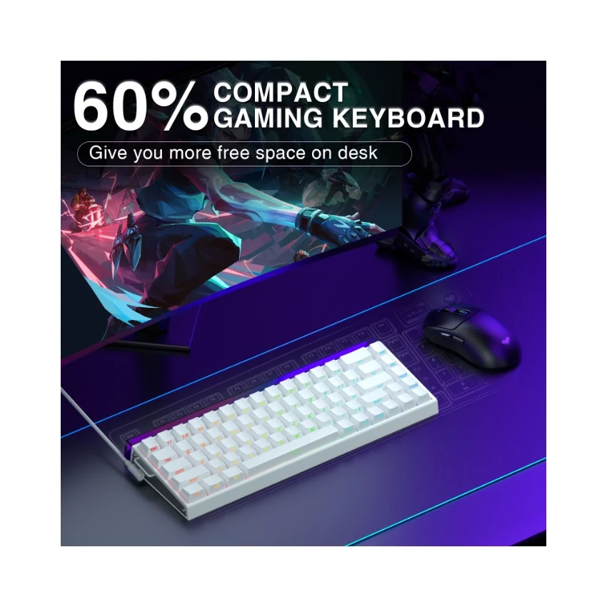 AULA Hero 68 HE Wired Hall Effect Magnetic Gaming Keyboard – White Side-Printed Keycaps, Shape Magnetic Switch 4180