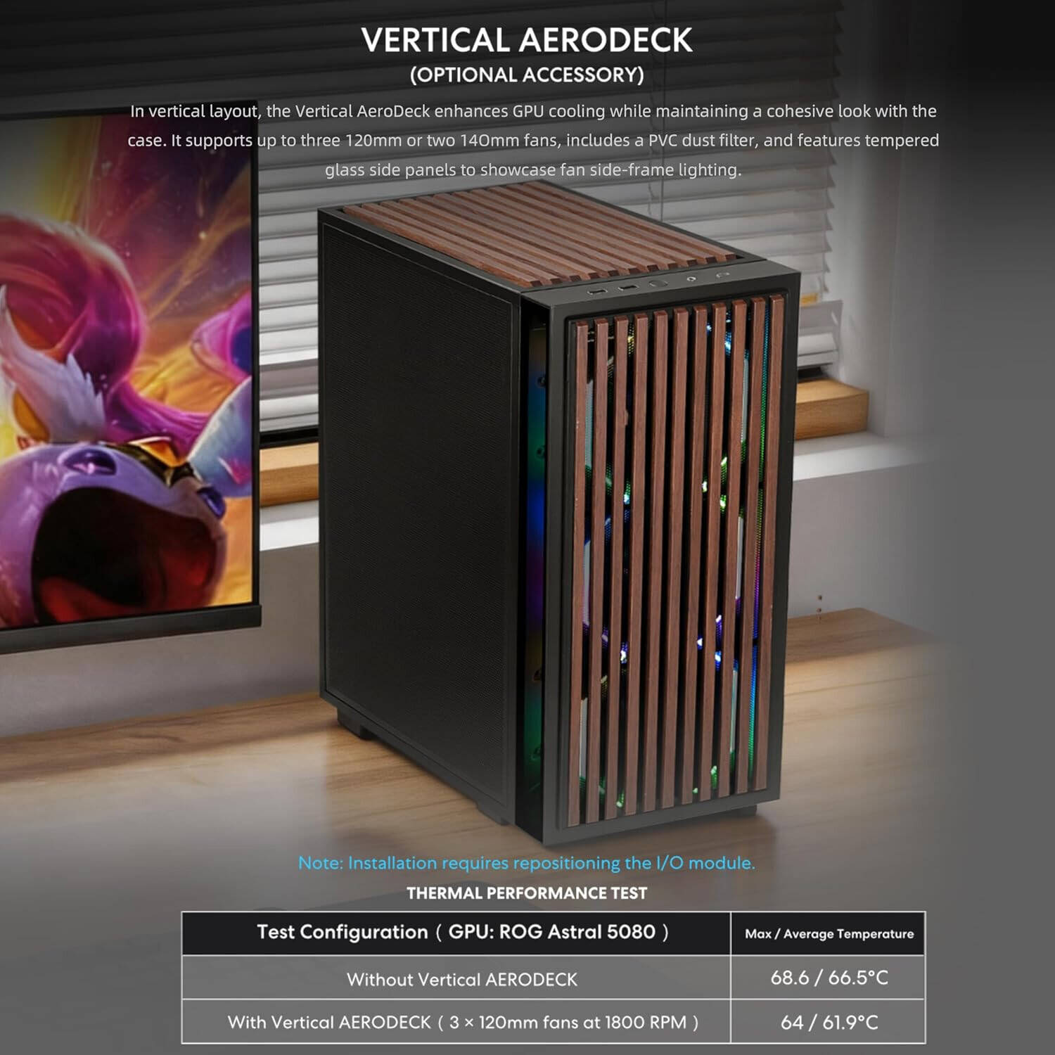 Lian-Li B4-mATX Wood Computer Case, 2x 120mm Pre-installed Fans, Supports 360mm Radiator, 140mm ATX PSU, Steel Wood Material, Magnetic Filter, Black | B4X-WD
