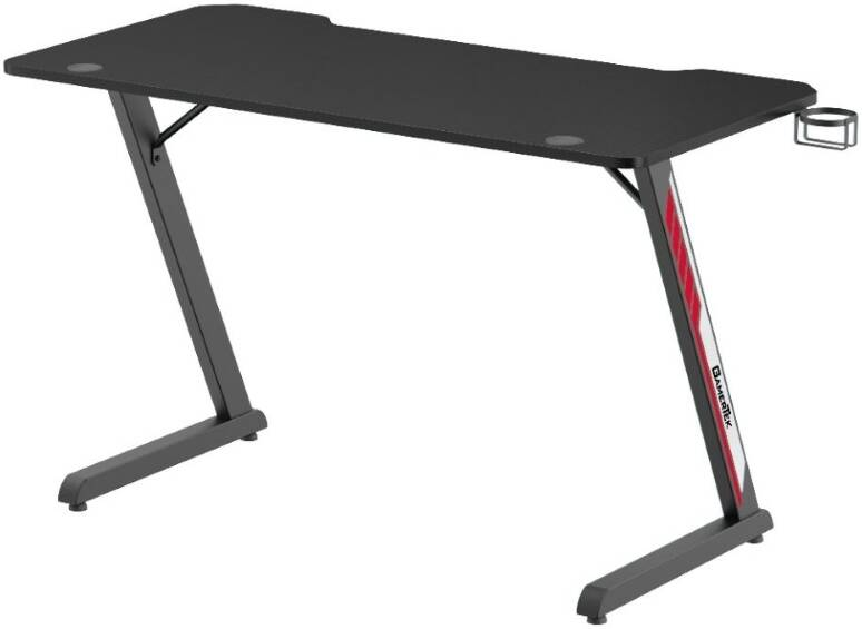 GamerTek Z Desk, 120x60cm, Desk Stabilizers, Integrated Headset Holder & Cup Holder, Gaming Desk For Streaming, Workstation Setups, High Quality, Minimal Modern Design, Black | Z Desk