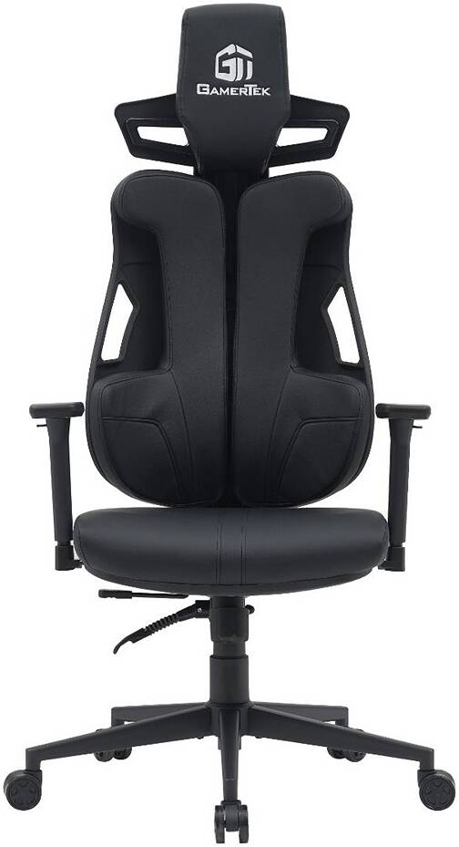 GamerTek Galactic Guardian Black Edition Gaming Chair, High-Density Foam Padding, Recline Function, Lumbar Support & Headrest Pillow, PU Leather, Max Weight Up to 150 Kg, Black | Black-Edition