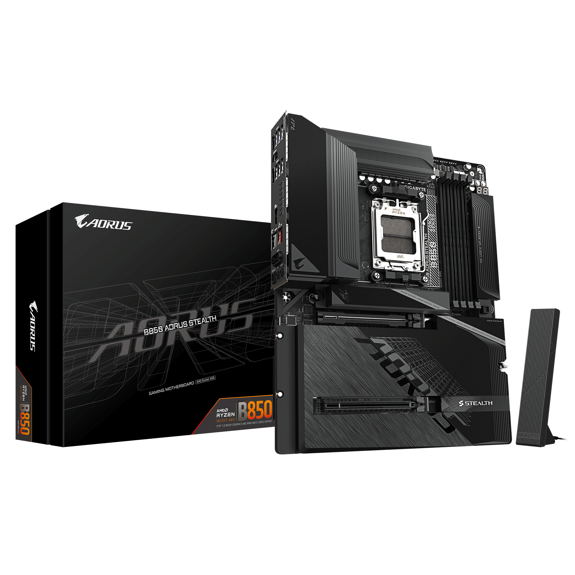 GIGABYTE B850 AORUS STEALTH AMD B850 AM5 DDR5 ATX Wi-Fi 7 Gaming Motherboard - Black