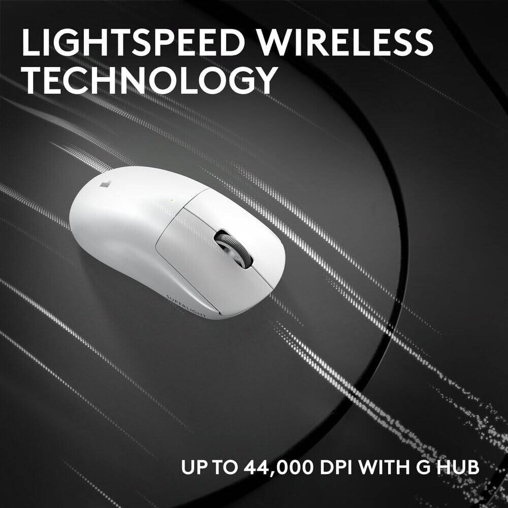 Logitech G Pro X Superlight 2c Wireless Gaming Mouse, 5 Buttons, 44K DPI, HERO 2 Sensor, 888 IPS Speed, white
