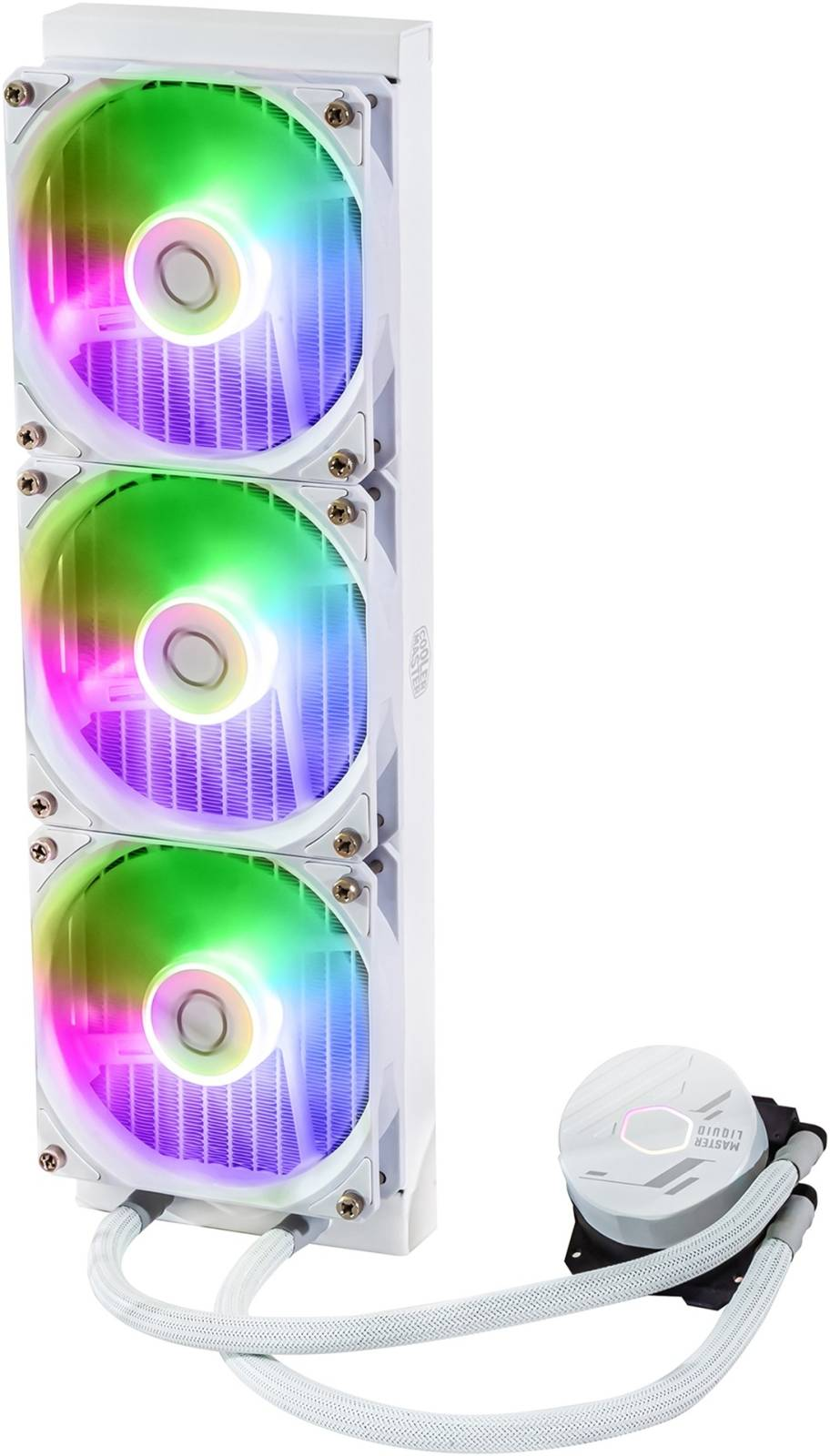 Cooler Master MaasaterLiquid 360L Core aRGB Liquid CPU Cooler, 360mm Radiator, 650-1750 RPM Fan Speed, 71 93 CFM Fan Airflow, Aluminum Radiator