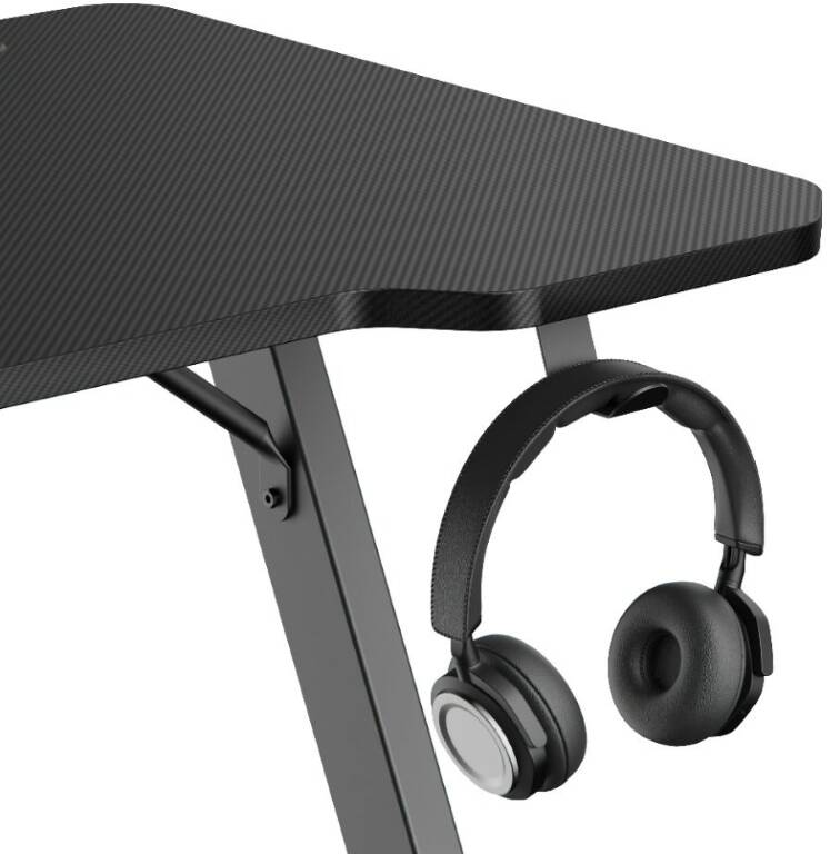 GamerTek Z Desk, 120x60cm, Desk Stabilizers, Integrated Headset Holder & Cup Holder, Gaming Desk For Streaming, Workstation Setups, High Quality, Minimal Modern Design, Black | Z Desk