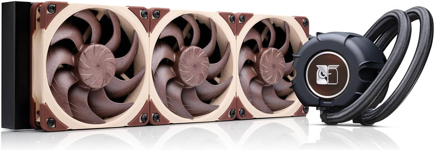 Noctua 360mm AIO Liquid CPU Cooler, Triple NF A12x25 G2 PWM Fans, Asetek Emma V2 Pump, Ultra Quiet High Performance Water Cooling, SecuFirm2 Plus Mounting, Black/Brown/Beige | NL-LC1-36