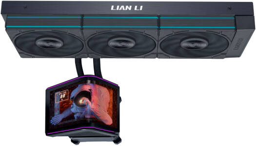 Lian-Li HydroShift II OLED Curved Liquid CPU Cooler, 360mm Radiator, 3x UNI FAN P28 V2 Fans, 6.67″ 2K 60Hz Curved OLED Display, 3000 RPM Fan Speed, Black