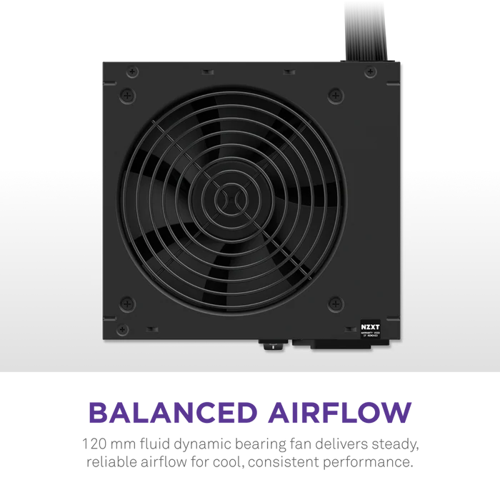 NZXT C750 Bronze 750W ATX Power Supply, 750 Watts Capacity, 80 Plus Bronze Certified, Non-Modular Design, 120mm FDB Fan, Matte Black-Sleeved Main Cables, Black