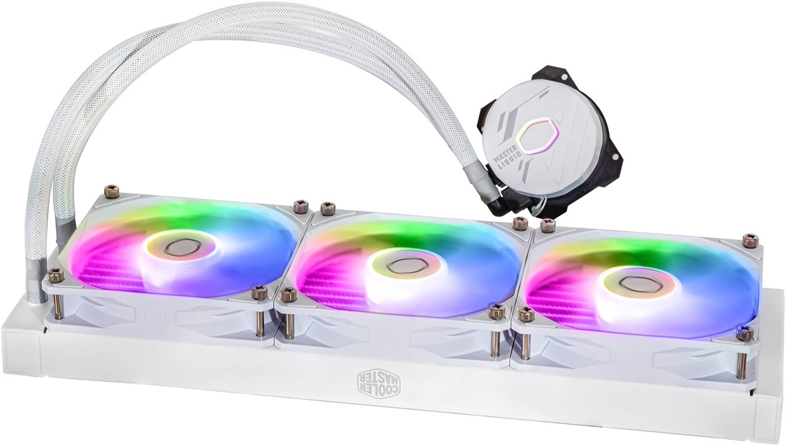 Cooler Master MaasaterLiquid 360L Core aRGB Liquid CPU Cooler, 360mm Radiator, 650-1750 RPM Fan Speed, 71 93 CFM Fan Airflow, Aluminum Radiator