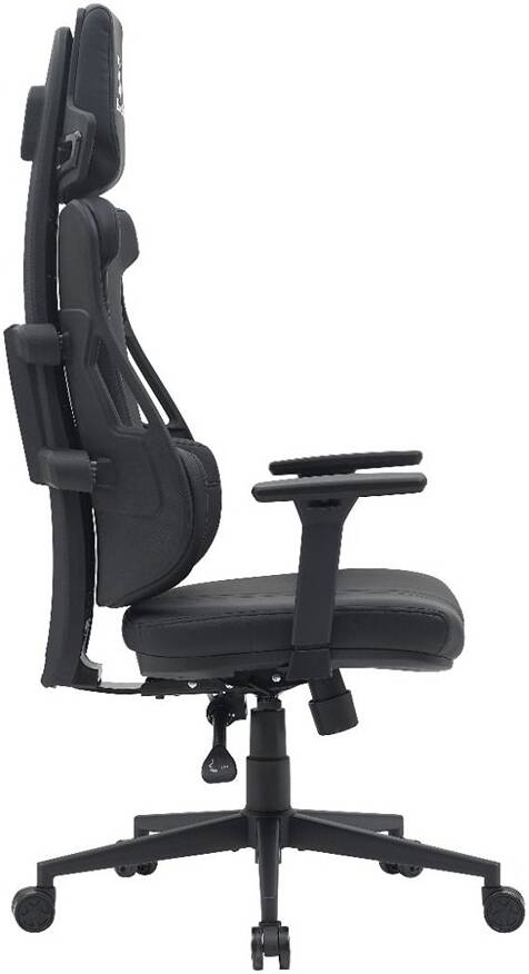 GamerTek Galactic Guardian Black Edition Gaming Chair, High-Density Foam Padding, Recline Function, Lumbar Support & Headrest Pillow, PU Leather, Max Weight Up to 150 Kg, Black | Black-Edition