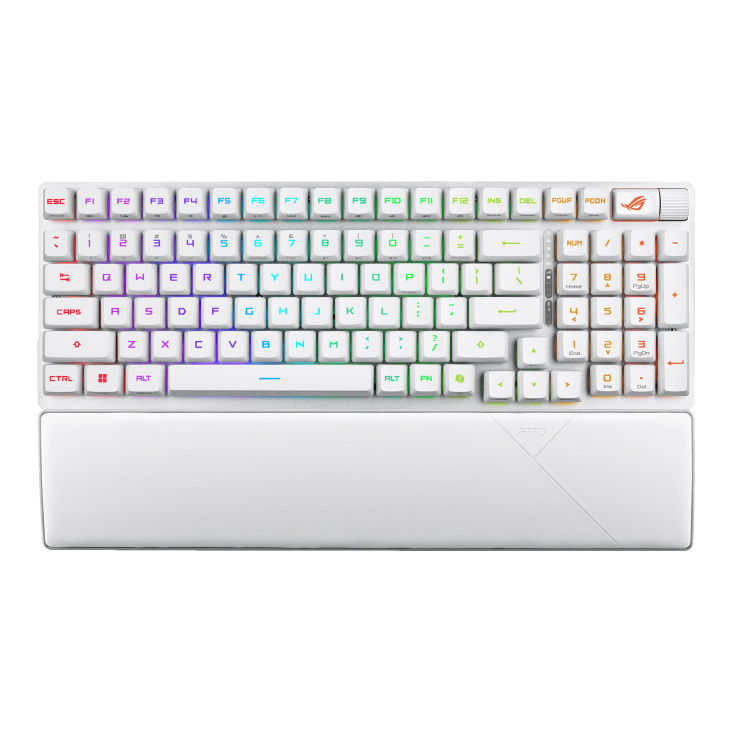 ASUS ROG Strix Scope II 96 RX Wireless Mechanical Keyboard, RX Optical Switch, Sound-Dampening Foam, ABS Keycaps, Tri-Mode Connectivity, English - Arabic Layout, White | 90MP03S2-BKCA10