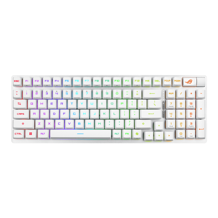 ASUS ROG Strix Scope II 96 RX Wireless Mechanical Keyboard, RX Optical Switch, Sound-Dampening Foam, ABS Keycaps, Tri-Mode Connectivity, English - Arabic Layout, White | 90MP03S2-BKCA10