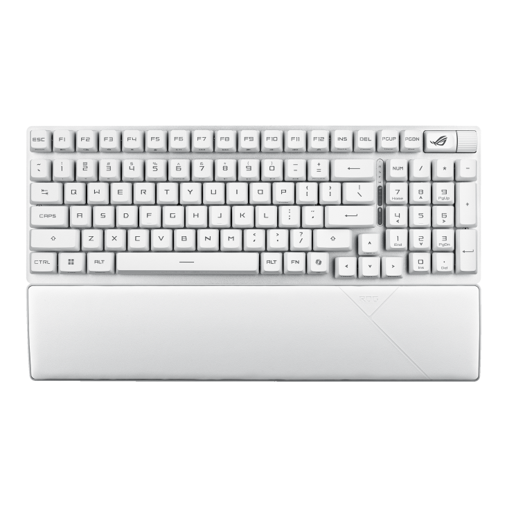 ASUS ROG Strix Scope II 96 RX Wireless Mechanical Keyboard, RX Optical Switch, Sound-Dampening Foam, ABS Keycaps, Tri-Mode Connectivity, English - Arabic Layout, White | 90MP03S2-BKCA10