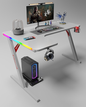 Gamax P202-LW RGB Carbon fiber Gaming Table 160*100*74 cm with Mousepad (L Shape - Left) - white