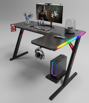 Gamax P202-R RGB Carbon fiber Gaming Table 160*100*74 cm with Mousepad (L Shape - Right) - Black