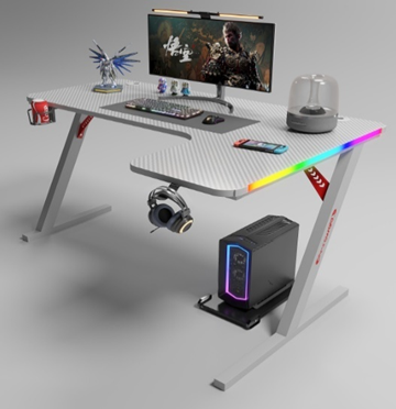 Gamax P201-R RGB Carbon fiber Gaming Table 140*100*74 cm with Mousepad (L Shape - Left) - White