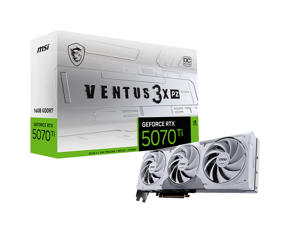 MSI GeForce RTX 5070 Ti 16GB VENTUS 3X PZ OC Graphics Card – White