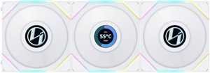Lian Li Uni Fan TL 120 Reverse Blade Case Fan, 1.6" LCD, 120mm Fan Size, 1900 RPM Fan Speed, 54.3 CFM Airflow, PA66 / PBT Materials, FD Bearing, Triple Pack, W/ Controller, White | G99.12RTLLCD3W.00