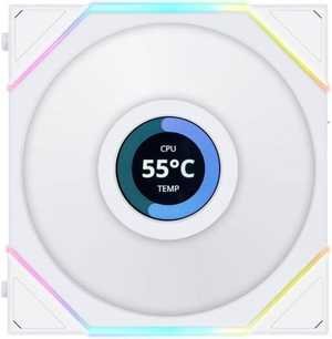 Lian Li Uni Fan TL 120 Case Fan, 1.6â€ LCD, 120mm Fan Size, 1900 RPM Fan Speed, 62 CFM Airflow, PA66 / PBT Materials, Fluid Dynamic Bearing, Single Pack, White | G99.12TLLCD1W.00