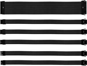 Cooler Master Sleeved Extension Cable Kit, 1x 24 Pin, 1x 8(4+4) Pin, 1x 8 Pin, 2x PCI-e 8 Pin, 2x PCI-e 6+2 Pin, 16AWG Type, 3-Layer Protective Sleeving, 30cm Cable Length, Black | CMA-NEST16XXBK1-GL