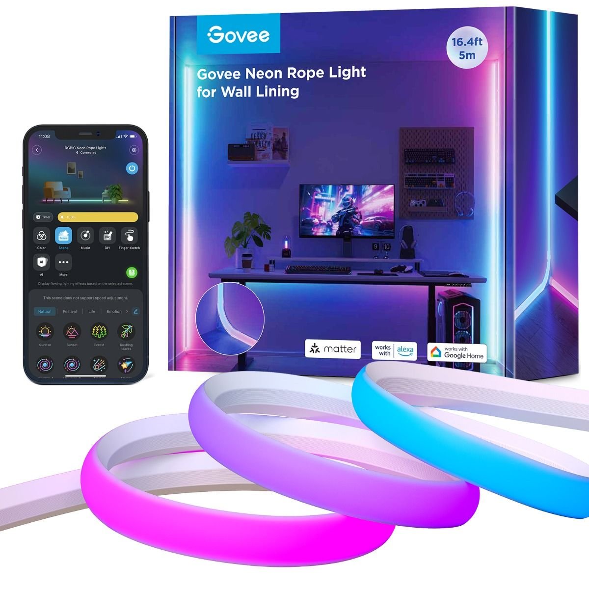 Govee Neon Rope Light for Wall Lining 5M