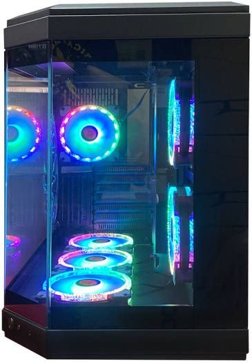 WJCOOLMAN Y40 - 6F ATX Mid Tower Gaming PC Case, Tempered Glass Pannels, Up to 360mm Radiators Support, 6x Pre Installed UNI Fans, “3.5â€HDD *2. “2.5†SDD*2, USB 3.0/Type-C, Black | 6974215270050