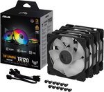 ASUS TUF Gaming TR120 ARGB Reverse Blade Fan, 120mm Fans, 2000 RPM Fan Speed, 76.3 CFM Fan Airflow, Hydraulic Bearing Type, AURA Sync, Triple Pack, Black | 90DA00D0-B09020