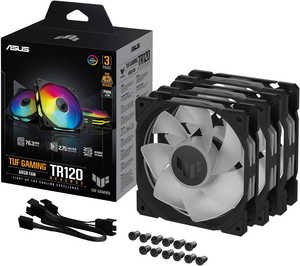 ASUS TUF Gaming TR120 ARGB Reverse Blade Fan, 120mm Fans, 2000 RPM Fan Speed, 76.3 CFM Fan Airflow, Hydraulic Bearing Type, AURA Sync, Triple Pack, Black | 90DA00D0-B09020