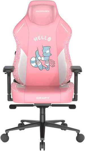 DXRacer Craft Pro Hello Human Cat Edition Gaming Chair, 2D Integrated Lumbar Support, 4D Armrest, 90Â° - 135Â° Reclining Backrest, Cold-Cure Foam, Class 4 Hydraulics, Pink | CRA-PR008-P-H1