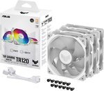 ASUS TUF Gaming TR120 ARGB Reverse Blade Fan. 120mm Fans, Up to 2000 rpm Fan Speed, 77.4 CFM Airflow, Aura Sync Compatiblity, PWM Control, Tripple Pack, White | 90DA00D3-B09020