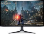 DELL Alienware 32" 4K QD-OLED Curved Gaming Monitor, 4K UHD 3840x2160 @ 240Hz, 0.03ms G-to-G, AdaptiveSync & NVIDIA G-Sync, 1Bn Colors, DCI-P3 99% Dolby Vision, DP 1.4 / HDMI 2.1, USB-C | AW3225QF