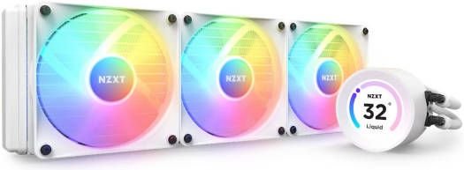 NZXT Kraken Elite 360 RGB AIO Liquid CPU Cooler, 360mm Alumnum Radiator, 2.36" LCD Display, 3x 120mm PWM Fans, 1800 RPM Fan Speed, 78.86 CFM Airflow, 15.7" Nylon Rubber Tubing, White | RL-KR36E-W1