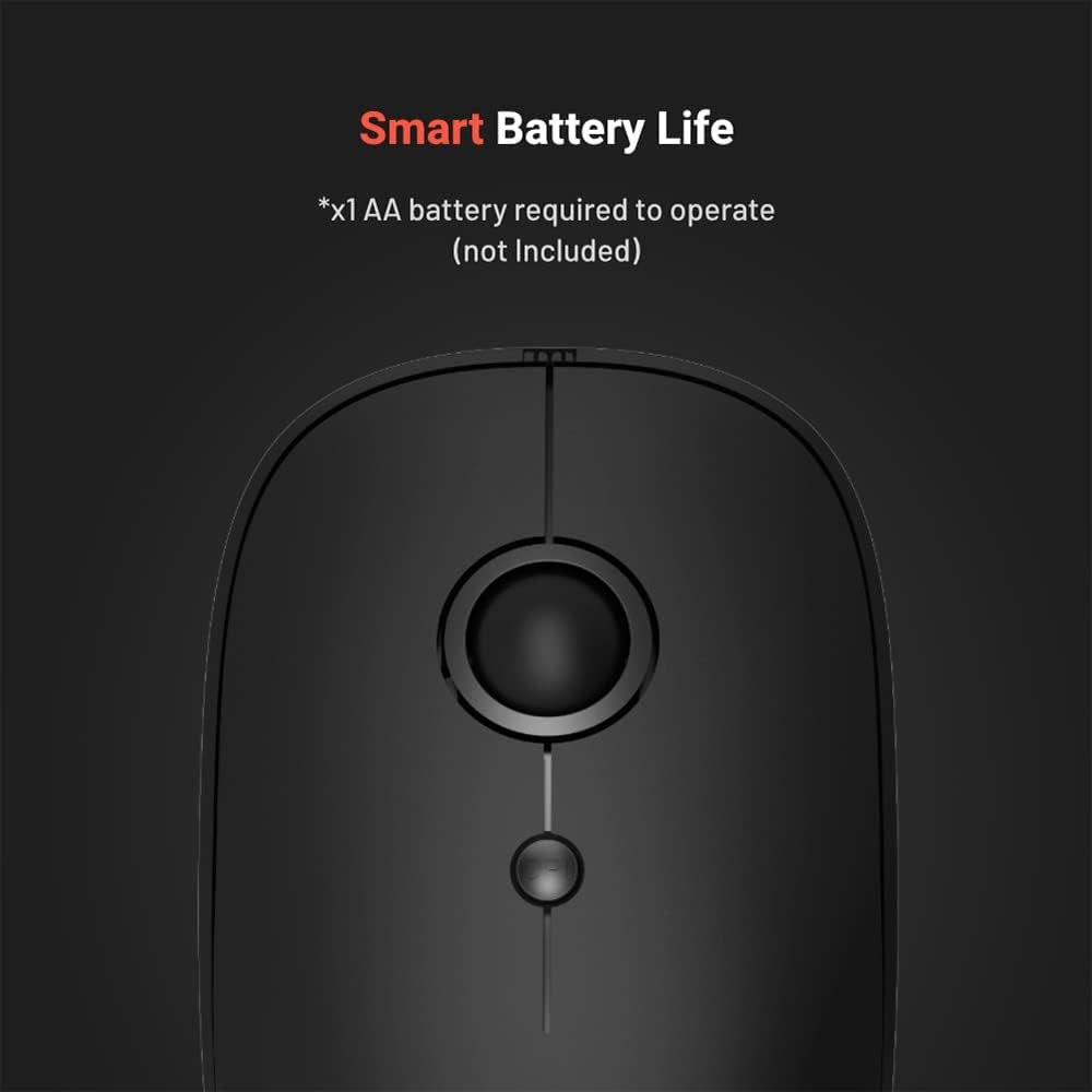 Porodo 2 in 1 Wireless Bluetooth Mouse 2.4GHz V5.0 Rubberized Surface, 3 Adjustable DPI Levels 1000 DPI, 1200 DPI, 1600 DPI, Smart Battery Life, Compatible..