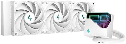 DeepCool LT720 Liquid CPU Cooler, 360mm Radiator, 3x FK120 Fans, 500-2250 RPM Fan Speed, 85.85 CFM Airflow, 3100 RPM Pump Speed, ARGB LED Lights, Fluid Dynamic Bearing, White | R-LT720-WHAMNF-G-1