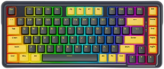 Redragon Elf K649Y-RGB 65% Mechanical Keyboard, Custom Gold-Melt Switch, Hot-Swappable Socket, Wired Connectivity, Detachable Type-C Cable, TPR Gasket Design, English Layout, Black/Yellow | K649Y-RGB