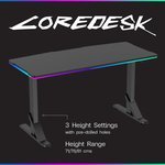 Navodesk APEX COREDESK, Gaming Desk with Dynamic RGB Lights, Heavy Duty RGB Gaming Table/Desk Black, Premium Home Office Desk and Gamer Workstation (Black, 133 x 60 CM)