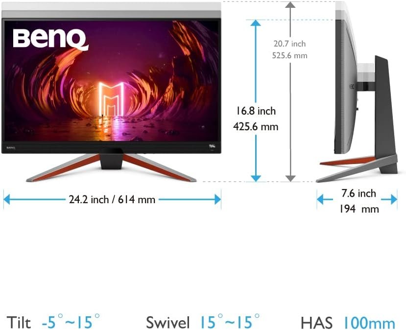  BenQ MOBIUZ EX270M Gaming Monitor 27" FHD 1080p 240Hz 1ms | IPS | HDRi | 99% sRGB | Freesync Premium | Eye-Care Tech | Adjustable Height, Swivel &...