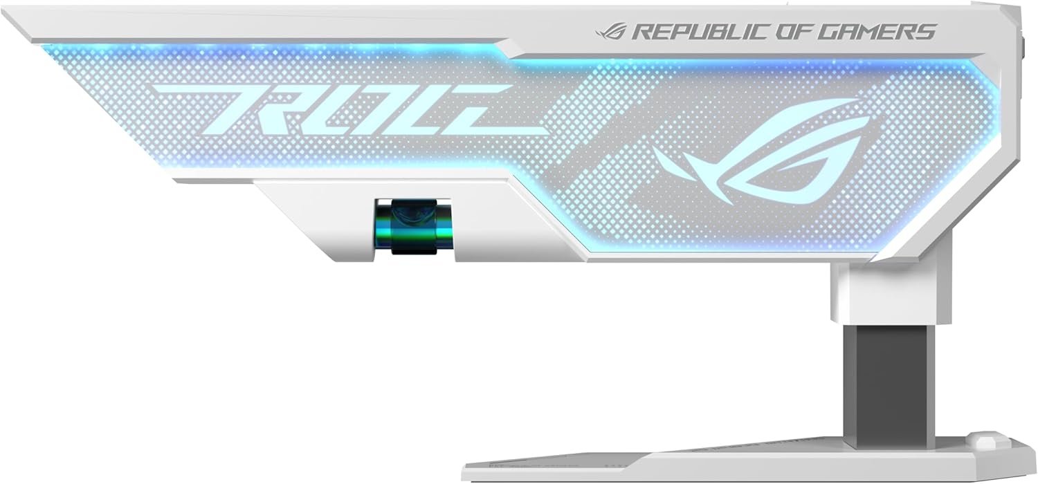  ASUS ROG Herculx Graphics Card Holder White Edition (Tool-Free Design, Included Spirit Level, Solid zinc Alloy, 72-128mm, Aura Sync)