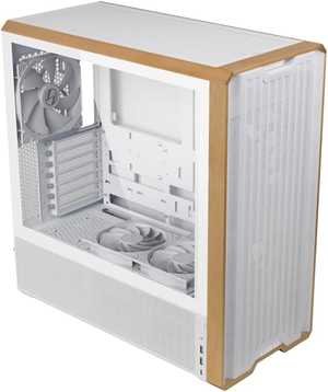 Lian Li LANCOOL 217 Genuine Walnut Wood Computer Case, Mid-Tower ATX PC Case with 5 Pre-Installed PWM Fans 2x170mm, 2x120mm & 1x140mm, Flexible PSU & Cable Installation - White (LAN217W)