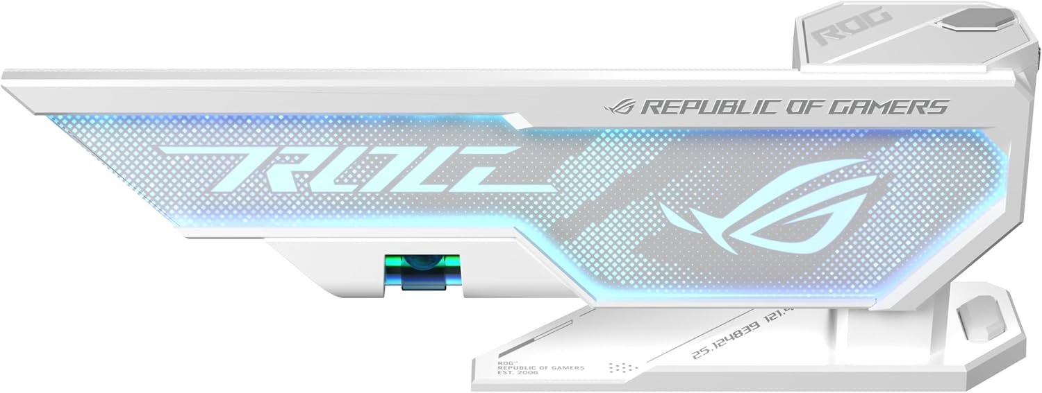  ASUS ROG Herculx Graphics Card Holder White Edition (Tool-Free Design, Included Spirit Level, Solid zinc Alloy, 72-128mm, Aura Sync)