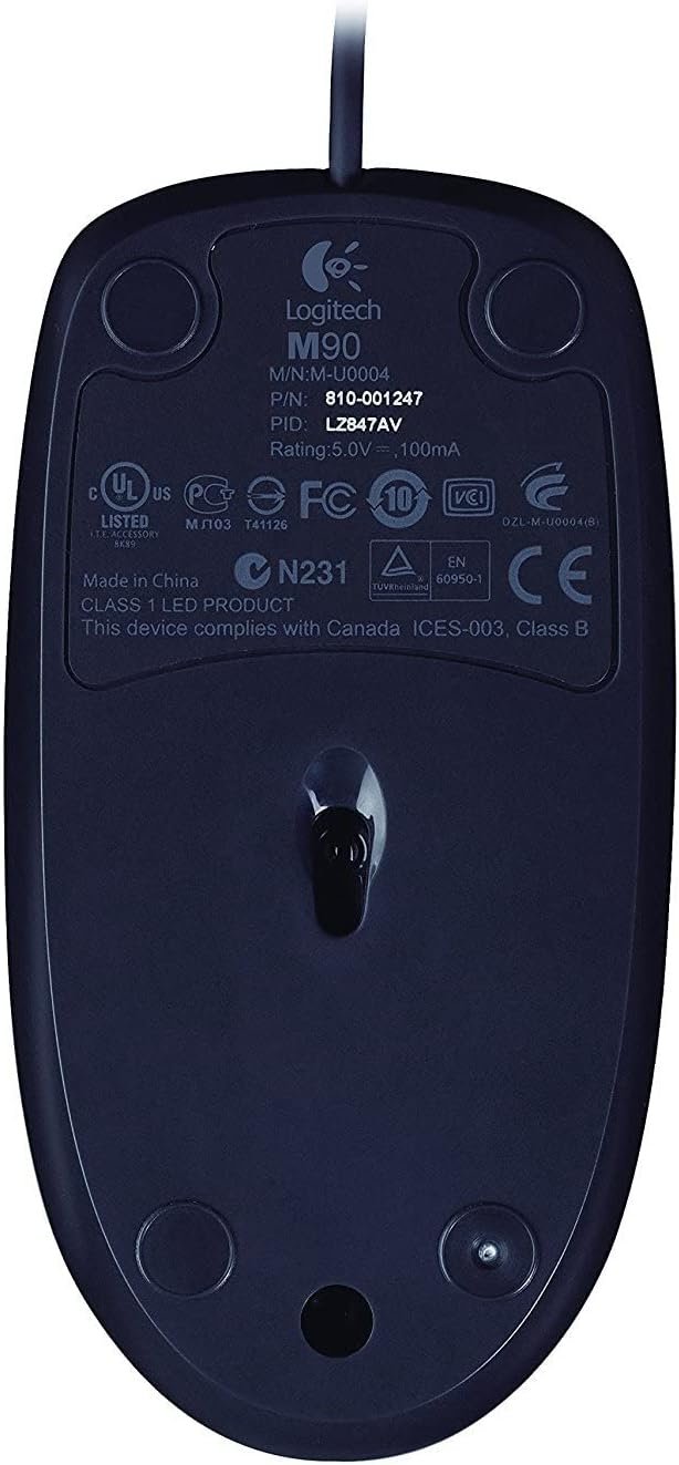 Logitech M90 USB Wired Mouse - Black