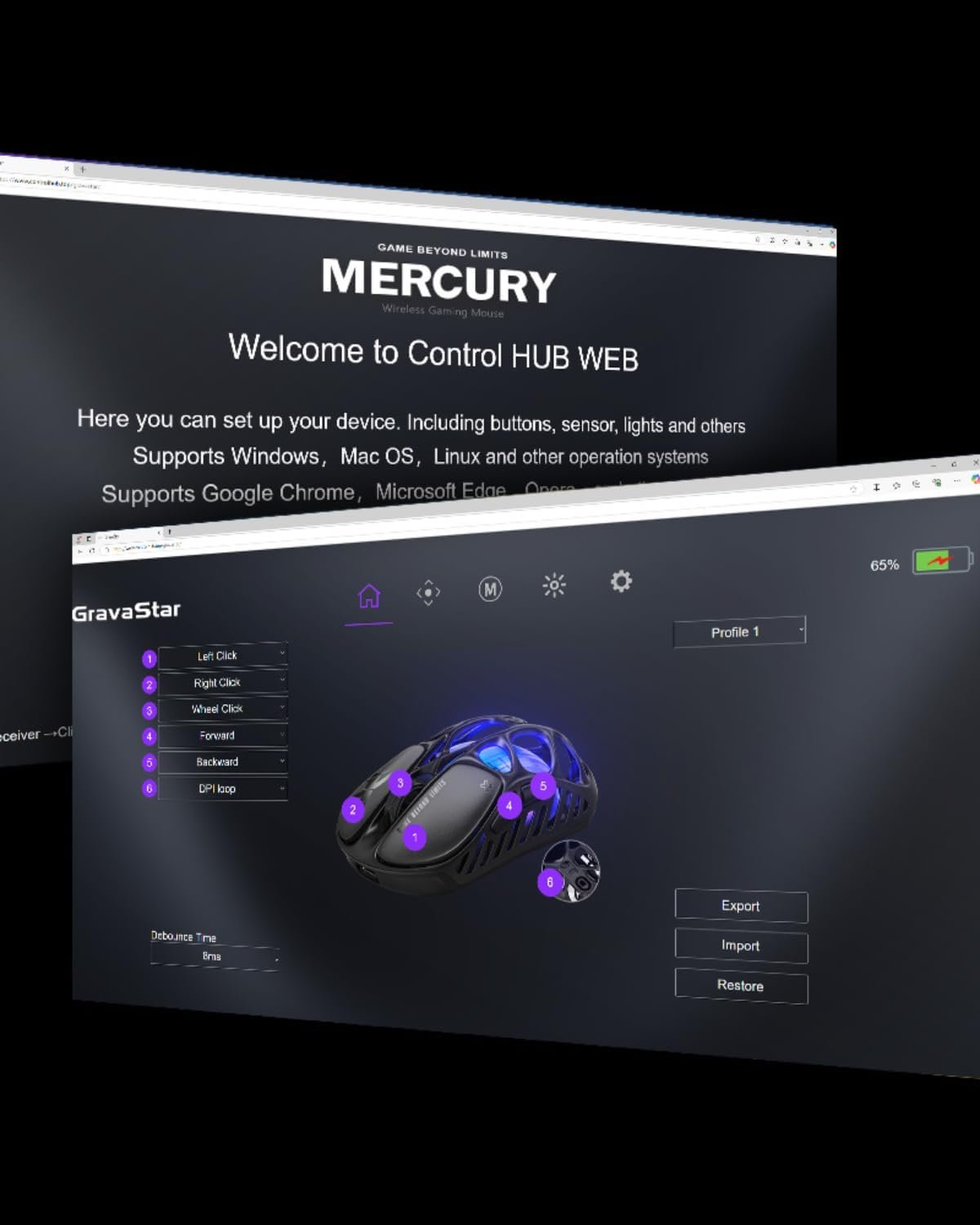  GravaStar Mercury X Pro Wireless Gaming Mouse â€“ 32,000 DPI PAW 3950 Sensor, 8,000Hz Polling Rate, Only 49g, Magnesium Alloy Hollow Frame, RGB Lighting, 5