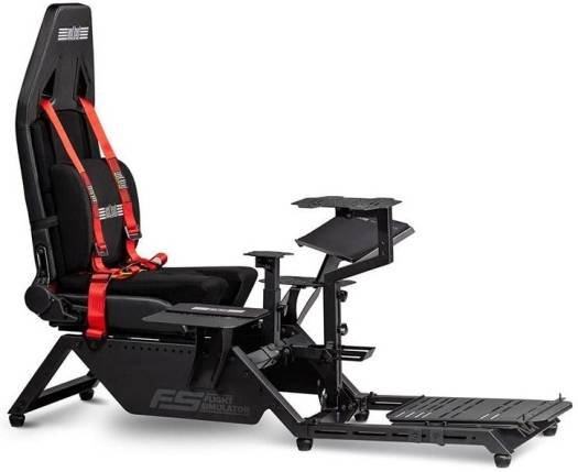 Next Level Racing Flight Simulator Cockpit, Dedicated Flight Cockpit, Compatible with Flight Electronics, Wide Range Adjustments, Keyboard & Mouse Support, Black/Red | NLR-S018