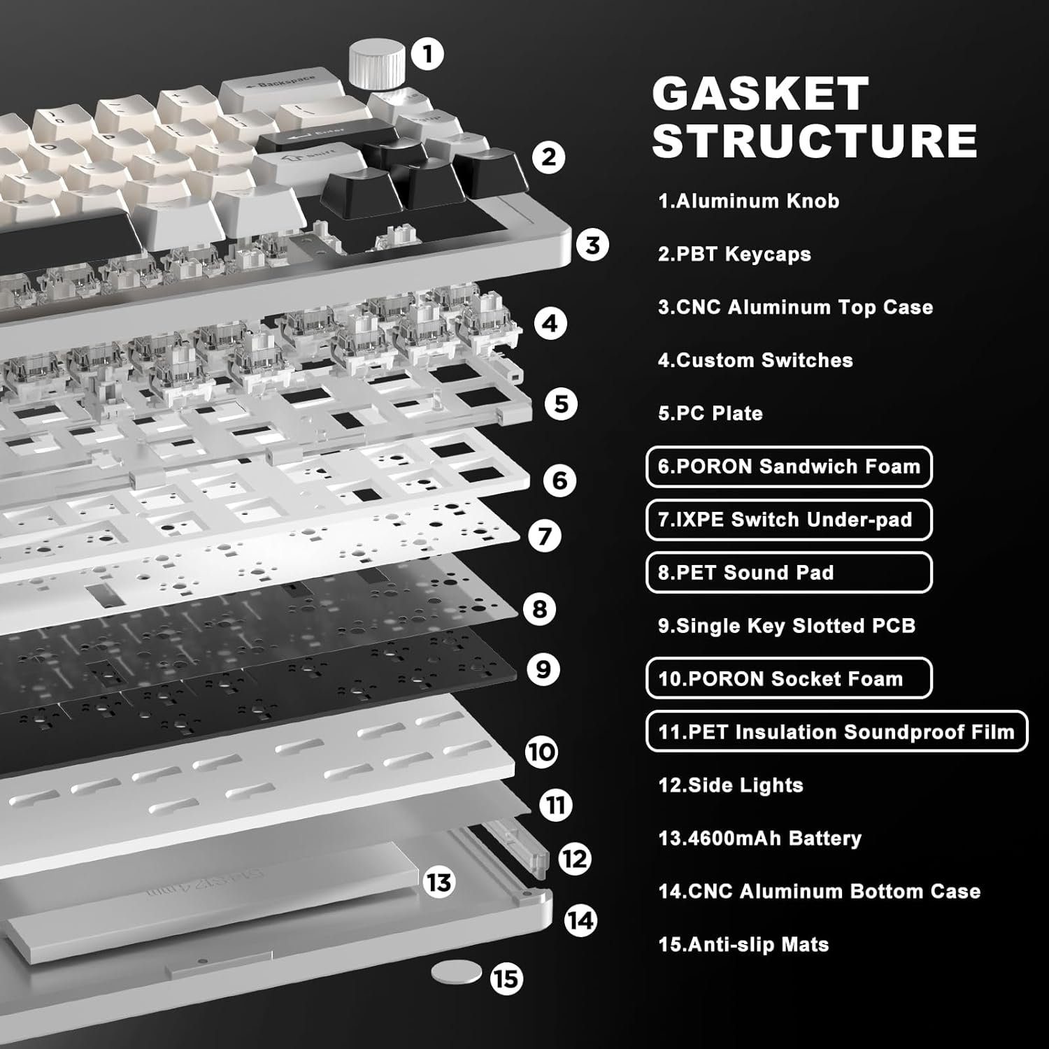  YUNZII AL66 Wireless Mechanical Keyboard,65% Knob Control Aluminum Gaming Keyboard Bluetooth/2.4G/Wired Hot Swappable Pre-lubed Switches, Gasket Mounted RGB...
