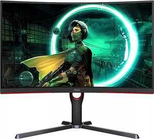AOC C27G2Z 27" Curved Frameless Ultra-Fast Gaming Monitor, FHD 1080p, 0.5ms 240Hz, FreeSync, HDMI/DP/VGA, Height Adjustable, 3-Year Zero Dead Pixel Guarantee, Black, Xbox PS5 Switch