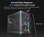 MONTECH, KING 95 PRO Dual-Chamber ATX Mid-Tower PC Gaming Case, High-Airflow, Toolless Panels, Sturdy Curved Tempered Glass Front, Six ARGB PWM Fan Pre-installed with Fan Hub, Black