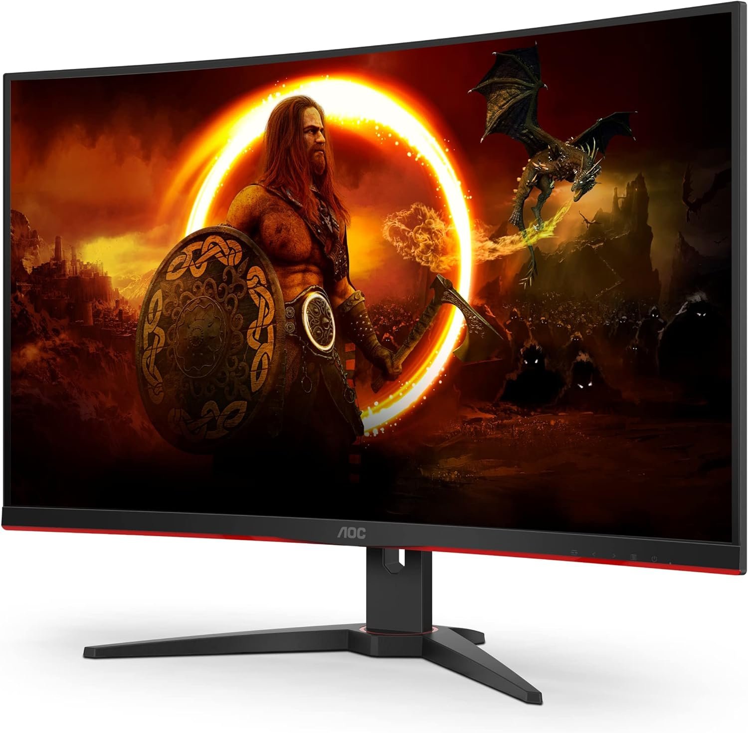 AOC C32G2ZE 32" Curved Frameless Gaming Monitor, Full HD 1920x1080, VA, 0.5ms 240Hz, AMD FreeSync Premium, DP/HDMI/VGA, VESA, 3-3-1 Re-Spawn Program, Xbox PS5 Switch,Black