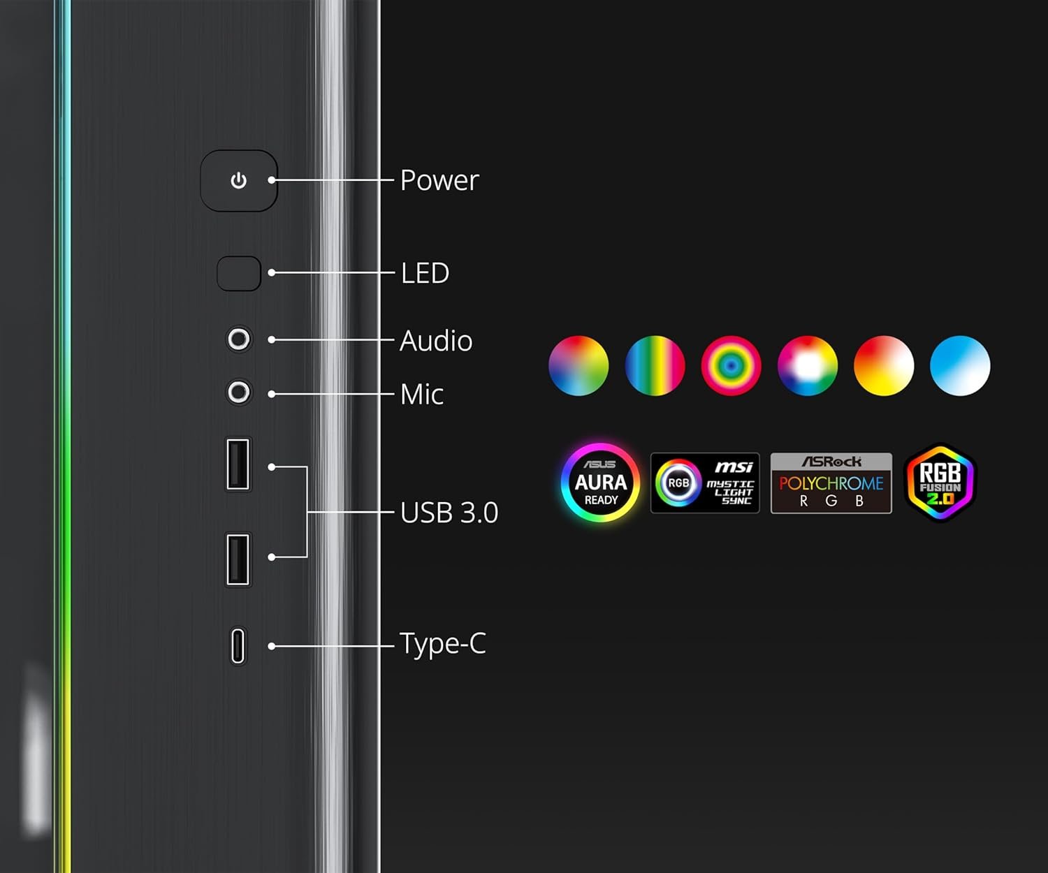 MONTECH, KING 95 PRO Dual-Chamber ATX Mid-Tower PC Gaming Case, High-Airflow, Toolless Panels, Sturdy Curved Tempered Glass Front, Six ARGB PWM Fan Pre-installed with Fan Hub, Black